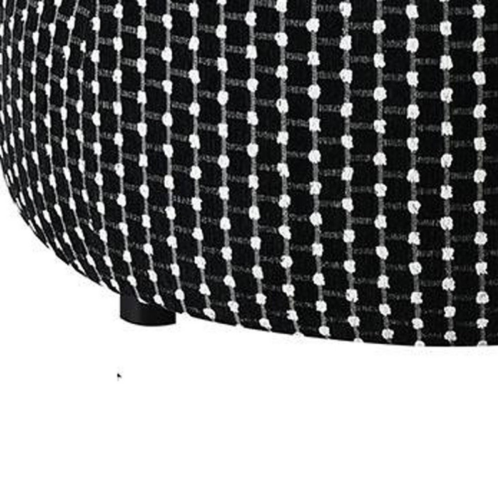 Benjara Viani Accent Ottoman, Square Dotted Pattern, Black Chenille 36 Inch