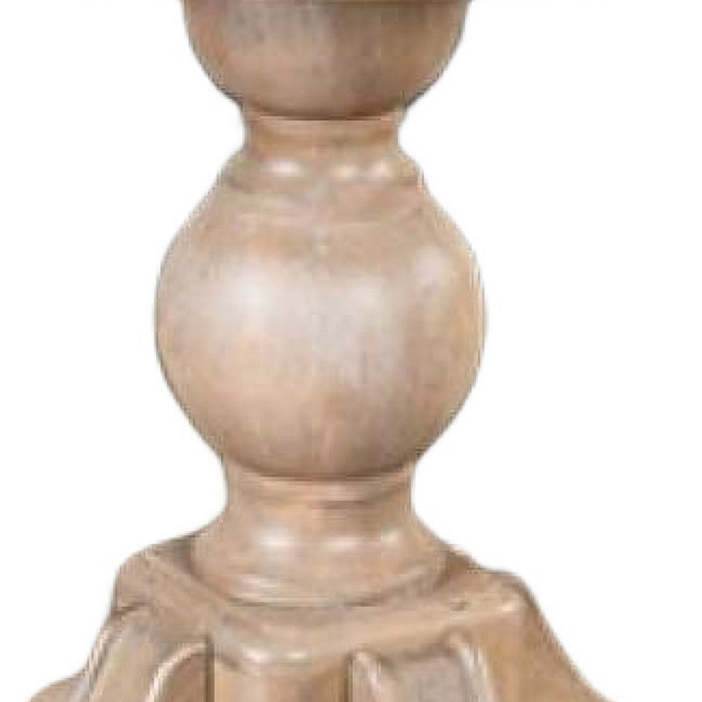 Benjara Cherie Round End Table, Light White Washed Solid Rubberwood, 24 Inch