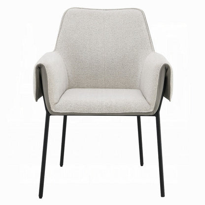 Benjara Jory Armchair Set of 2, Beige Chenille, Slim Black Metal Legs