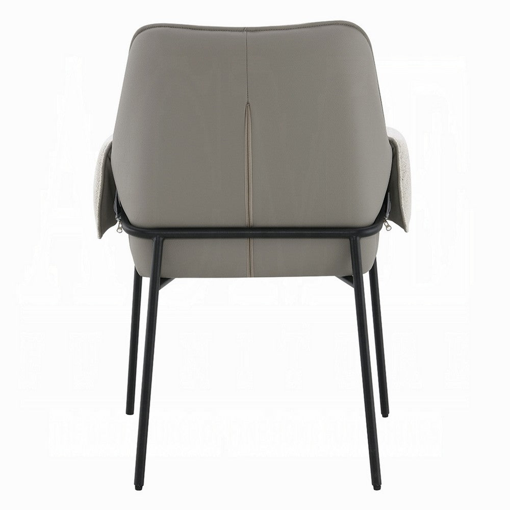 Benjara Jory Armchair Set of 2, Beige Chenille, Slim Black Metal Legs