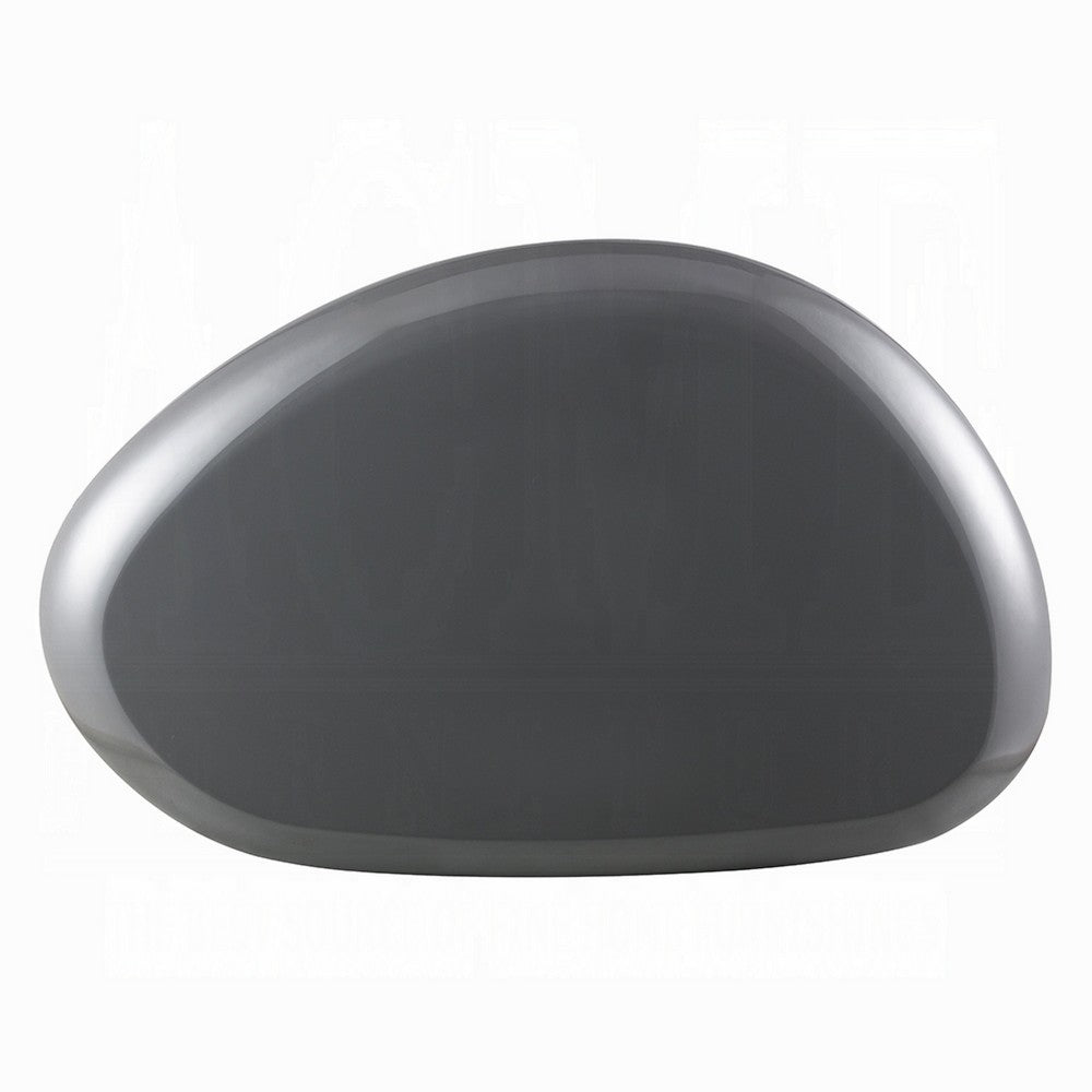 Benjara Fory Coffee Table, 46 Inch Oval Top with Low Metal Base, High Gloss Gray