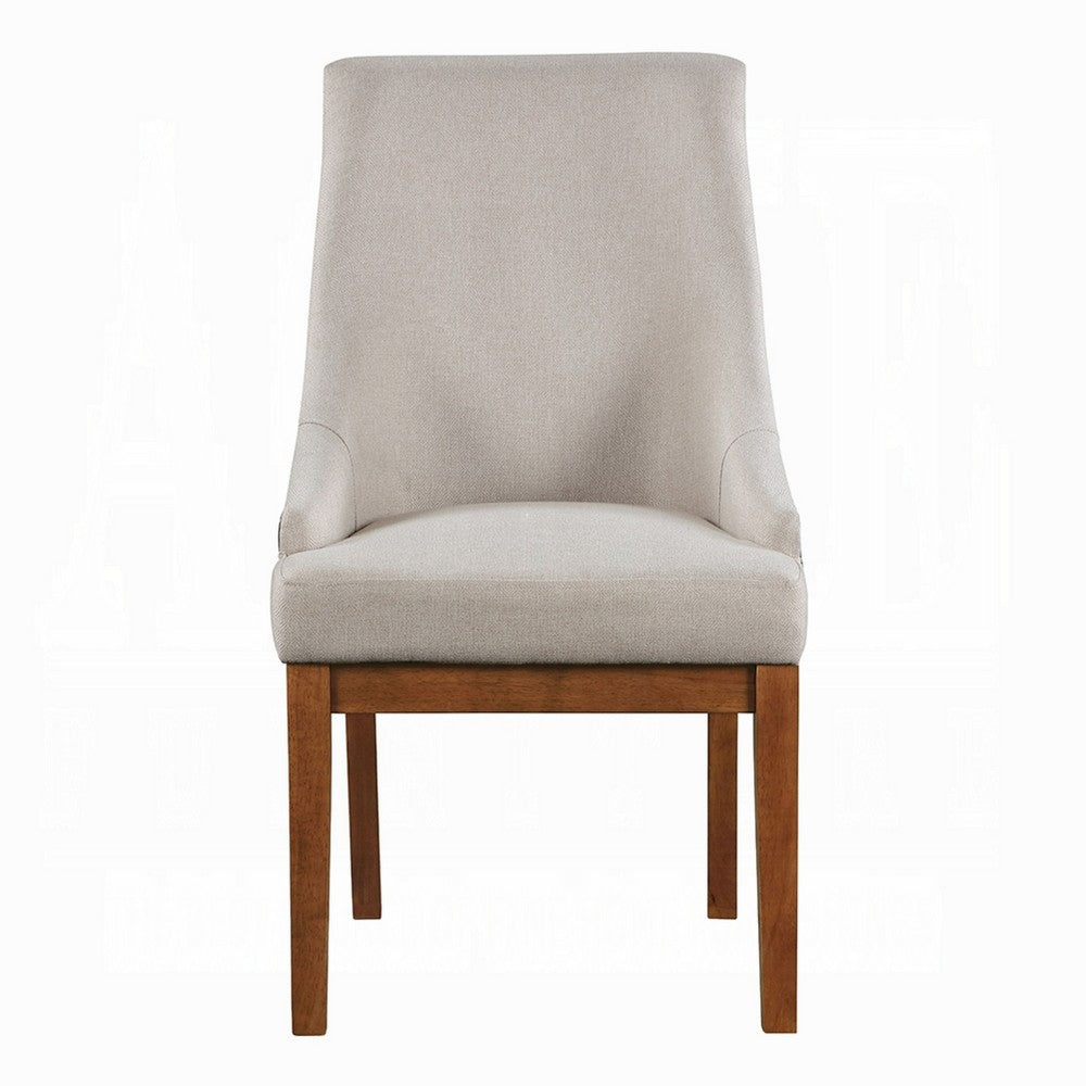 Benjara Elsie Dining Chair Set of 2, Foam Fill, Nailed Faux Leather Back, Brown