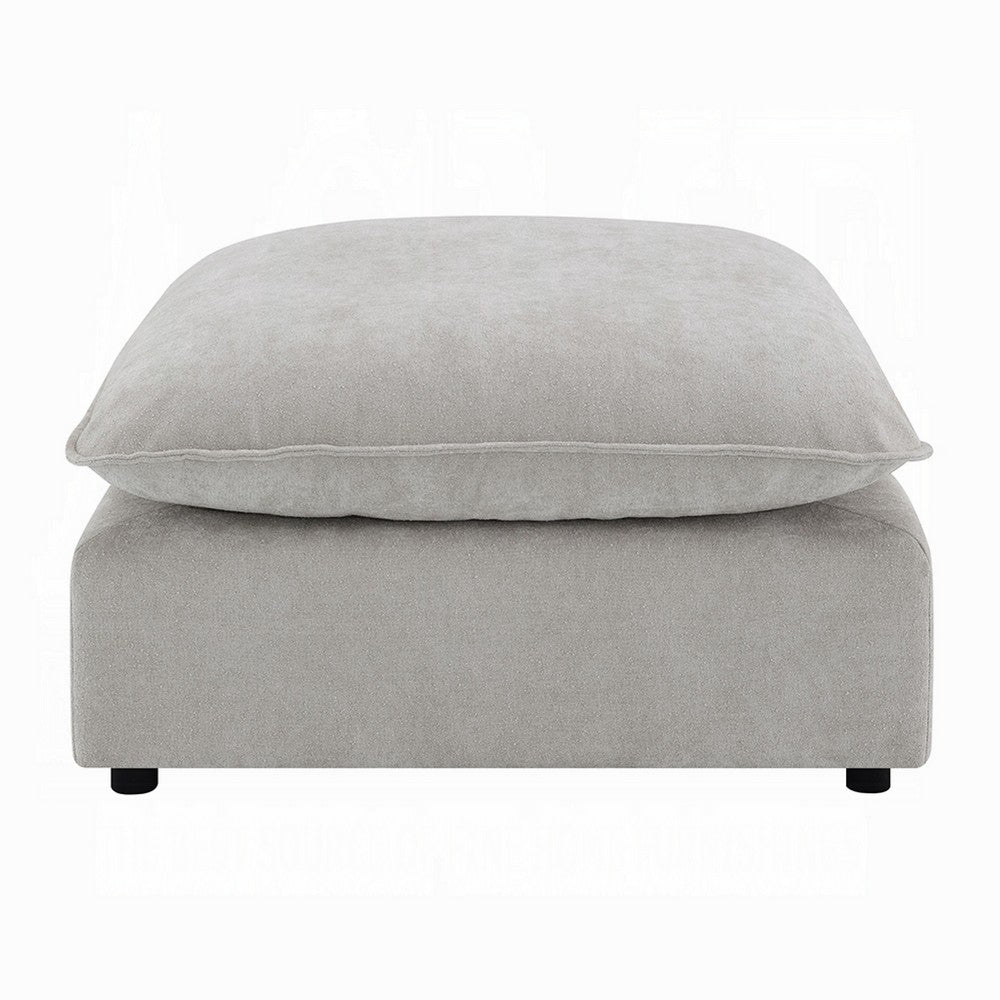 Benjara 37 Inch Modular Ottoman, Feather Down And Cotton Fill Seat, Beige Boucle