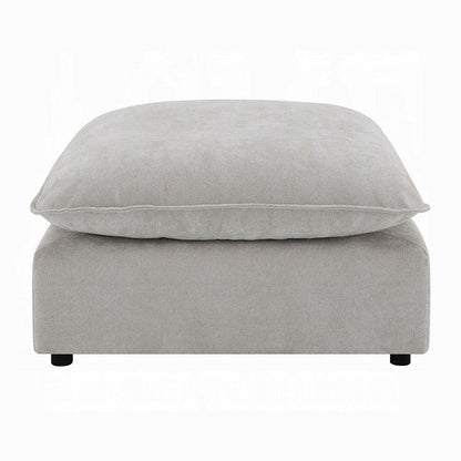 Benjara 37 Inch Modular Ottoman, Feather Down And Cotton Fill Seat, Beige Boucle