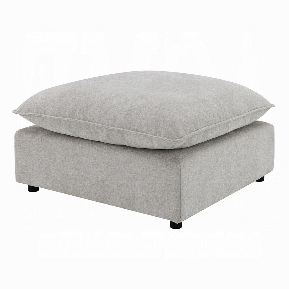 Benjara 37 Inch Modular Ottoman, Feather Down And Cotton Fill Seat, Beige Boucle