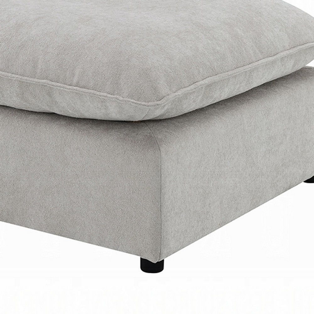 Benjara 37 Inch Modular Ottoman, Feather Down And Cotton Fill Seat, Beige Boucle