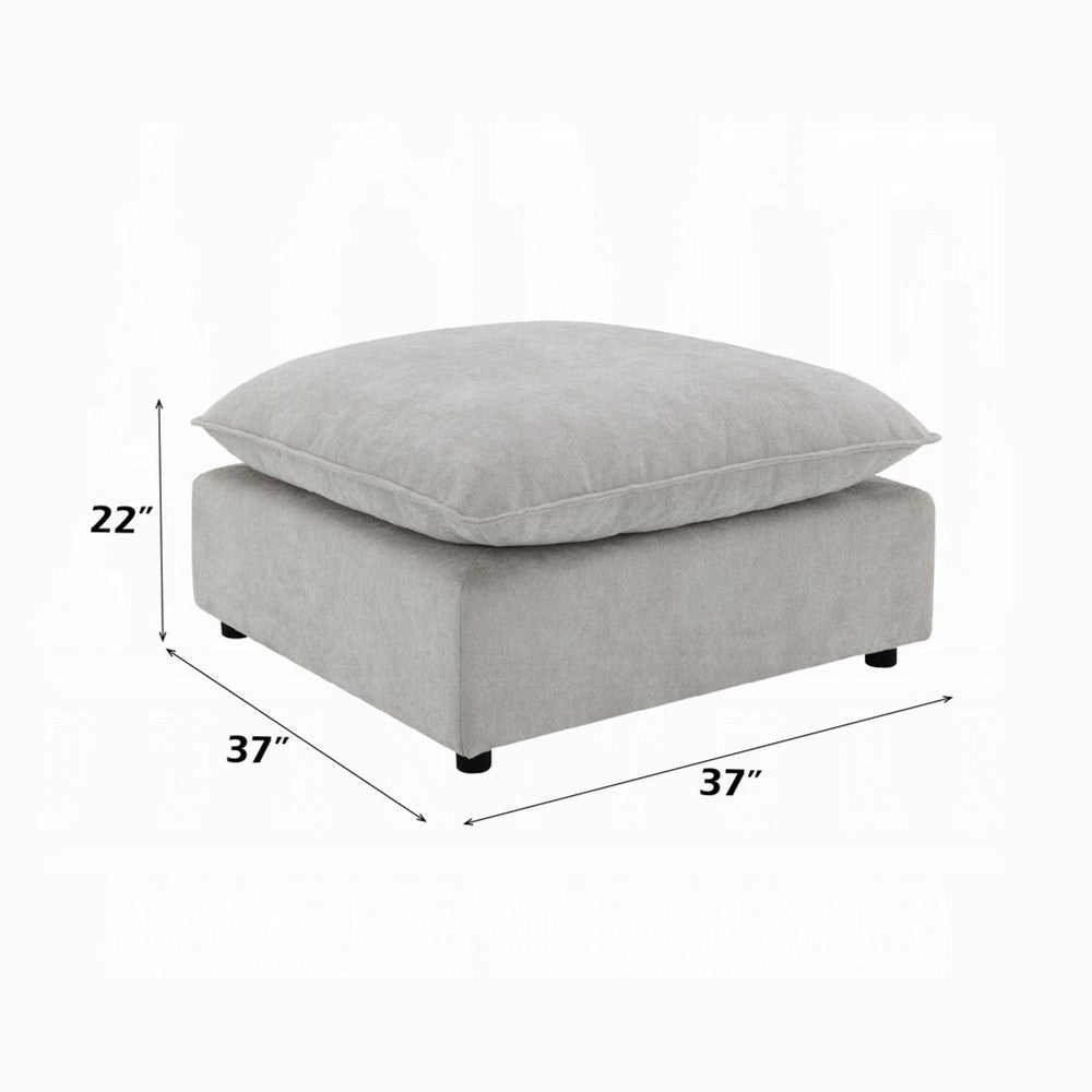 Benjara 37 Inch Modular Ottoman, Feather Down And Cotton Fill Seat, Beige Boucle