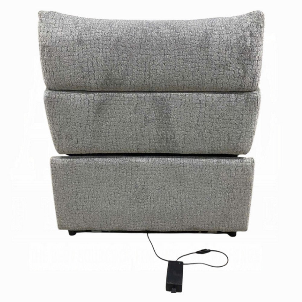 Benjara Falo Modular Power Motion Recliner Armless Chair, Light Gray Chenille