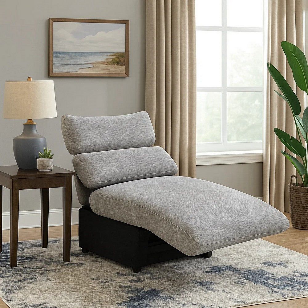 Benjara Falo Modular Power Motion Recliner Armless Chair, Light Gray Chenille
