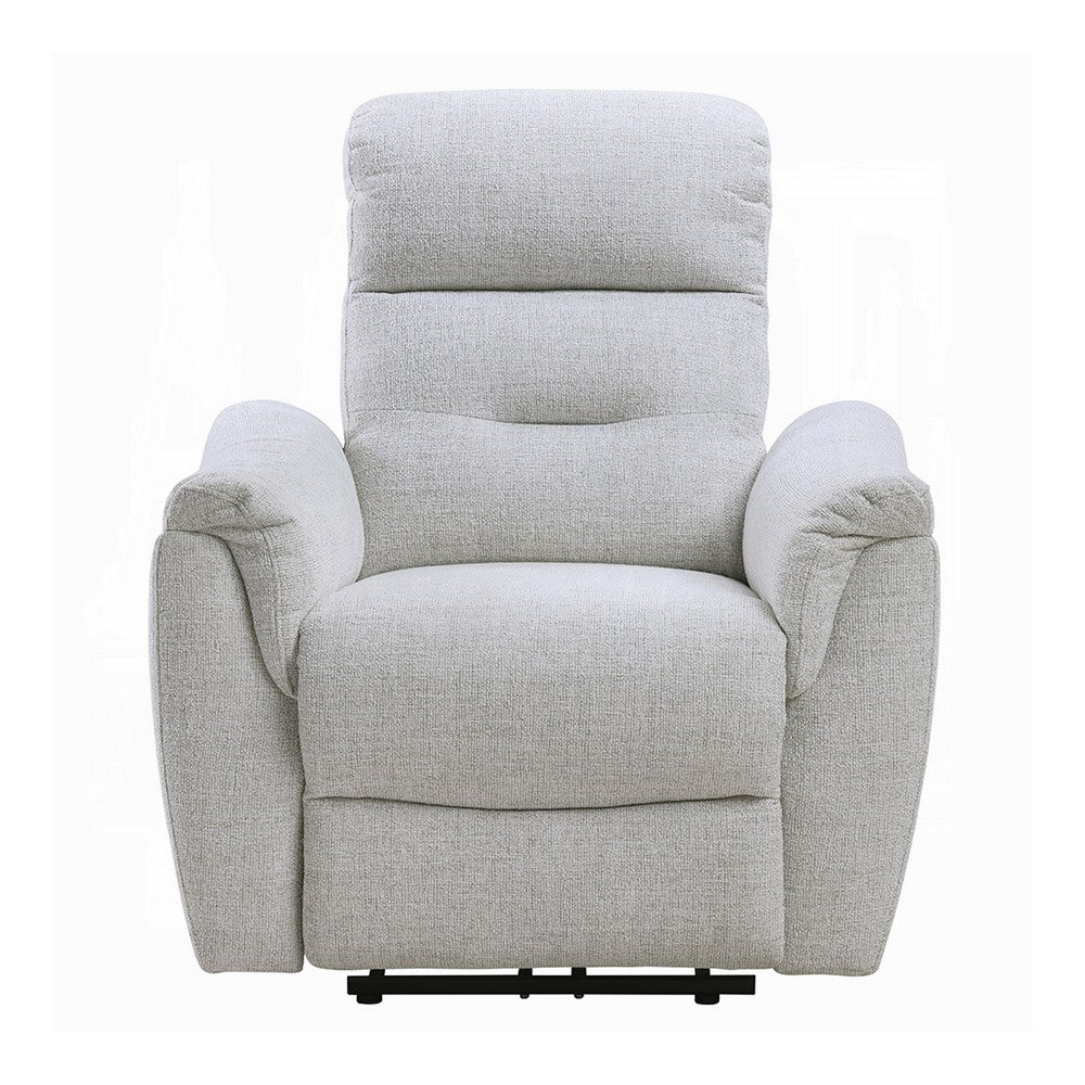Benjara Tres Power Motion Recliner Chair with USB Port, Foam Fill Gray Chenille