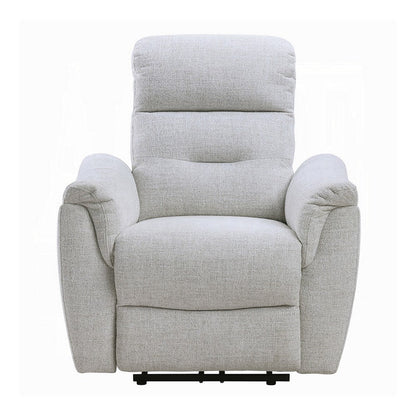 Benjara Tres Power Motion Recliner Chair with USB Port, Foam Fill Gray Chenille