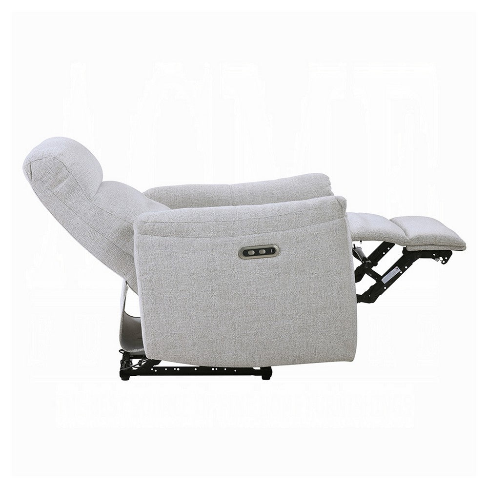 Benjara Tres Power Motion Recliner Chair with USB Port, Foam Fill Gray Chenille