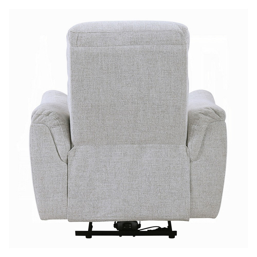 Benjara Tres Power Motion Recliner Chair with USB Port, Foam Fill Gray Chenille