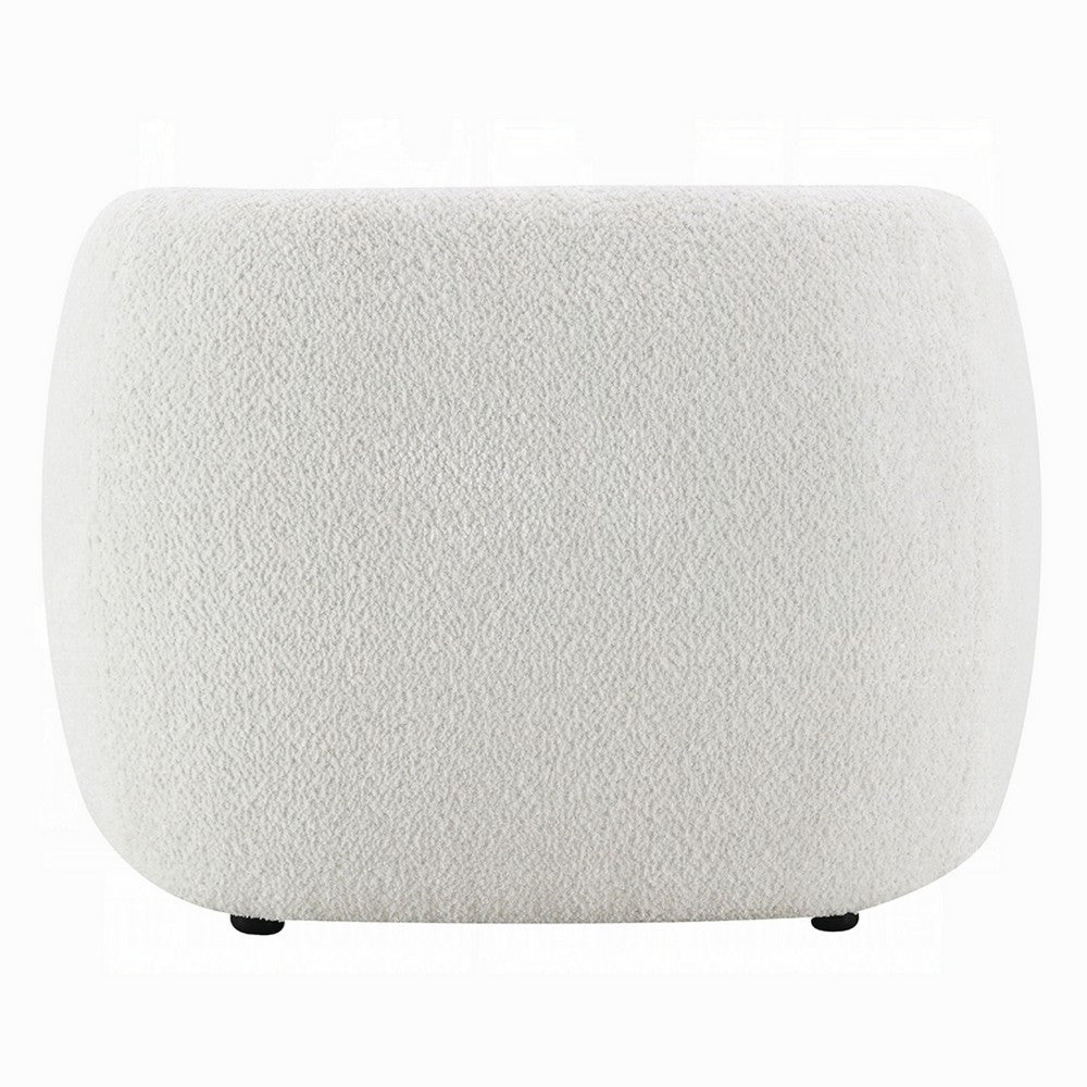Benjara Luci Accent Barrel Chair, Foam Fill Cushions, Shimmer White Chenille