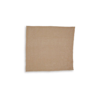 Benjara Tela Throw Blanket Set of 3, Machine Knitted, Textured Gold Polyester