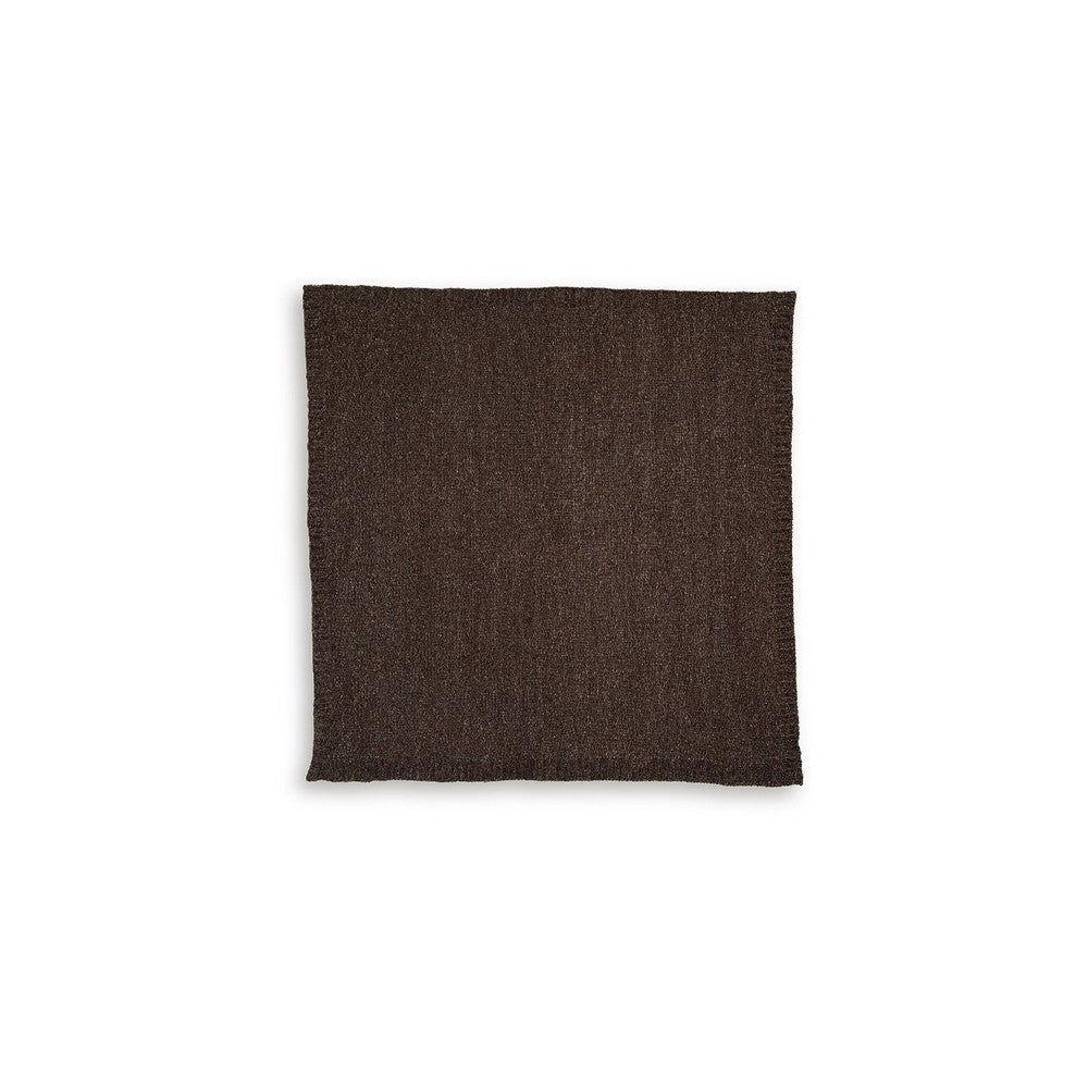 Benjara Tela Throw Blanket Set of 3, Machine Knitted, Textured Dark Brown Polyester