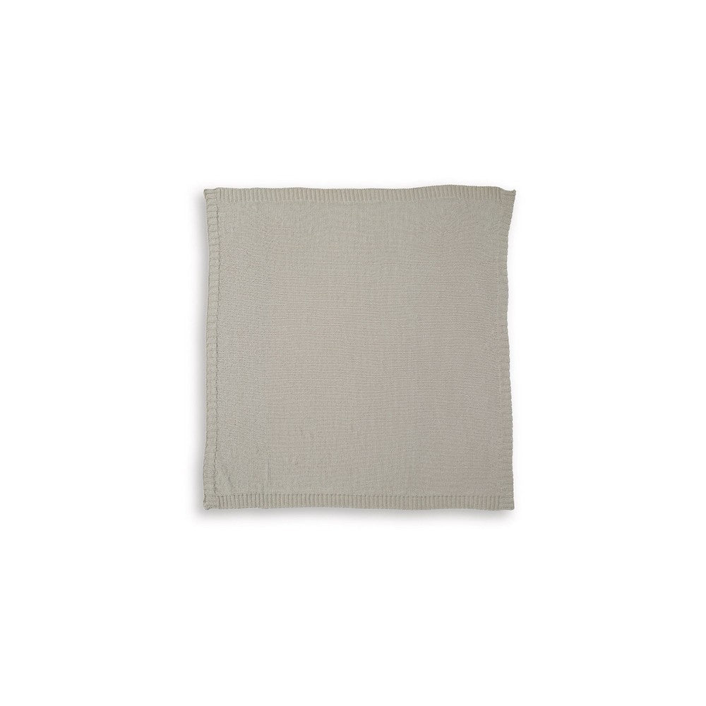 Benjara Tela Throw Blanket Set of 3, Machine Knitted, Textured Beige Polyester