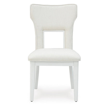 Benjara Canaal Dining Side Chair Set of 2, White Padded Seat And Cutout Back