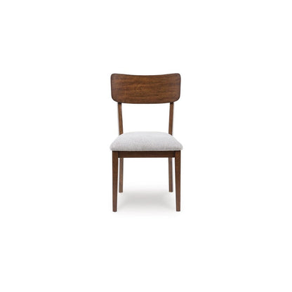 Benjara Dela Dining Side Chair Set of 2, Light Gray Cushion, Brown Panel Back