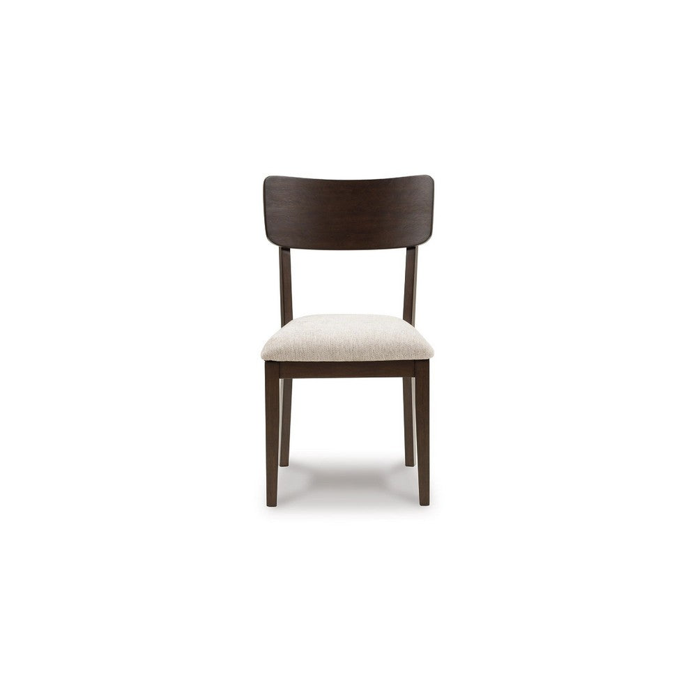 Benjara Maly Dining Side Chair Set of 2, Light Gray Cushion, Black Panel Back
