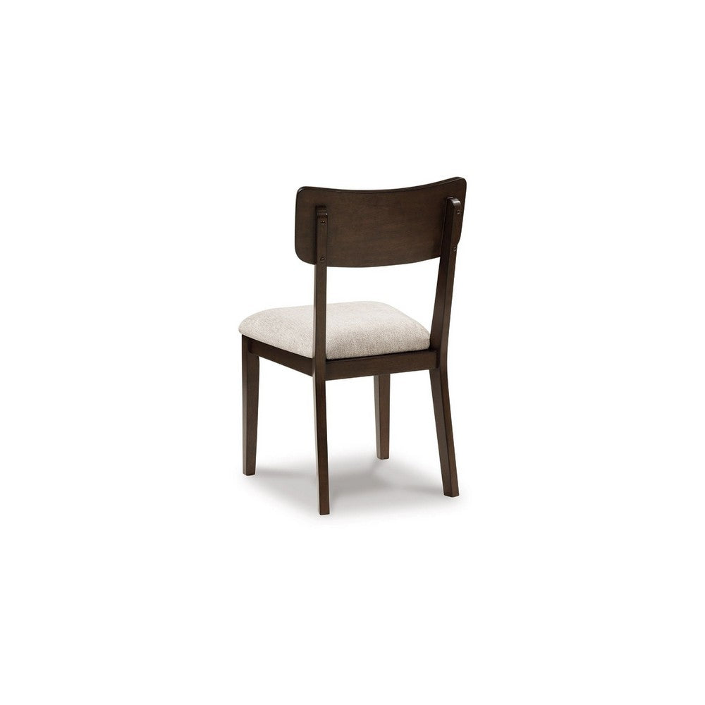 Benjara Maly Dining Side Chair Set of 2, Light Gray Cushion, Black Panel Back