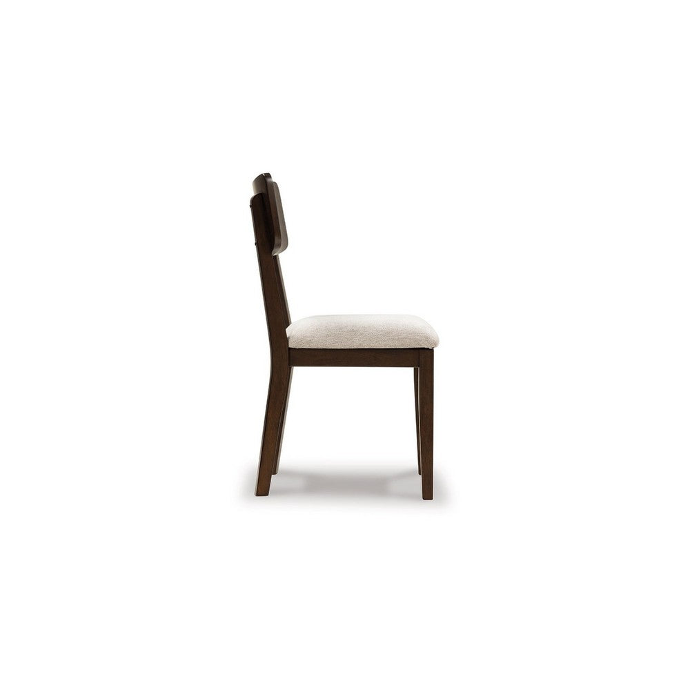 Benjara Maly Dining Side Chair Set of 2, Light Gray Cushion, Black Panel Back