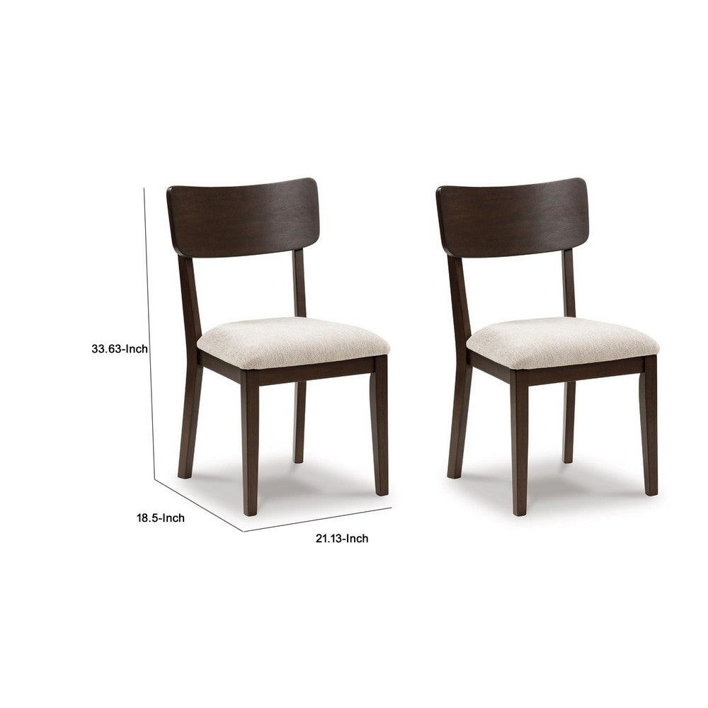 Benjara Maly Dining Side Chair Set of 2, Light Gray Cushion, Black Panel Back
