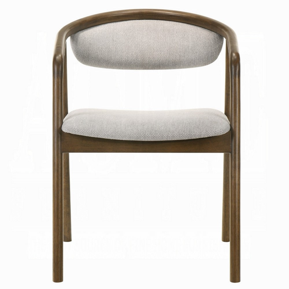 Benjara Lina Dining Side Chair, Gray Chenille Seat And Back, Walnut Brown Wood