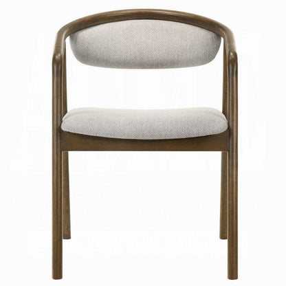 Benjara Lina Dining Side Chair, Gray Chenille Seat And Back, Walnut Brown Wood