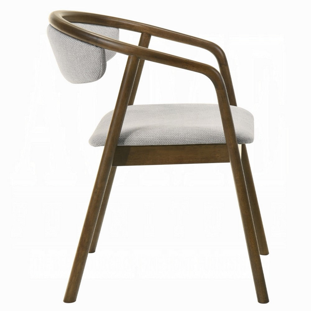 Benjara Lina Dining Side Chair, Gray Chenille Seat And Back, Walnut Brown Wood