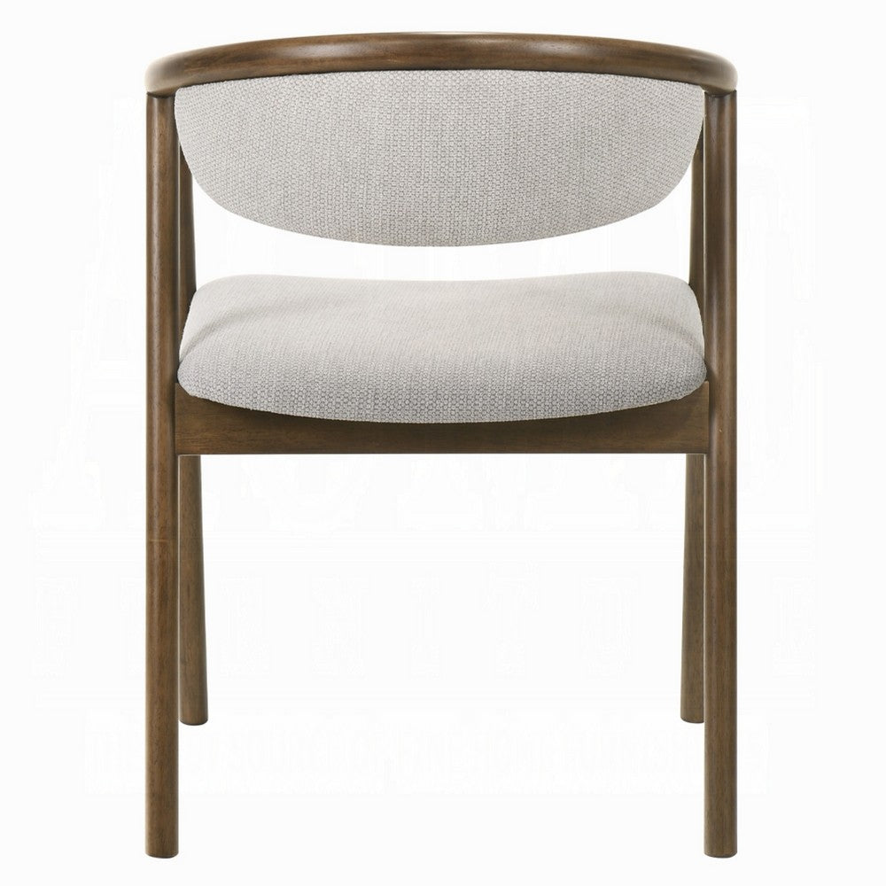 Benjara Lina Dining Side Chair, Gray Chenille Seat And Back, Walnut Brown Wood