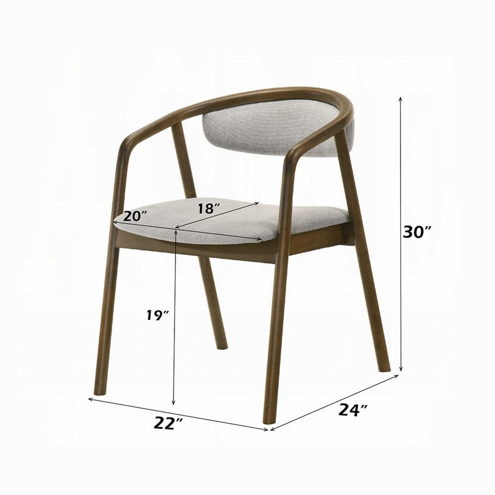 Benjara Lina Dining Side Chair, Gray Chenille Seat And Back, Walnut Brown Wood