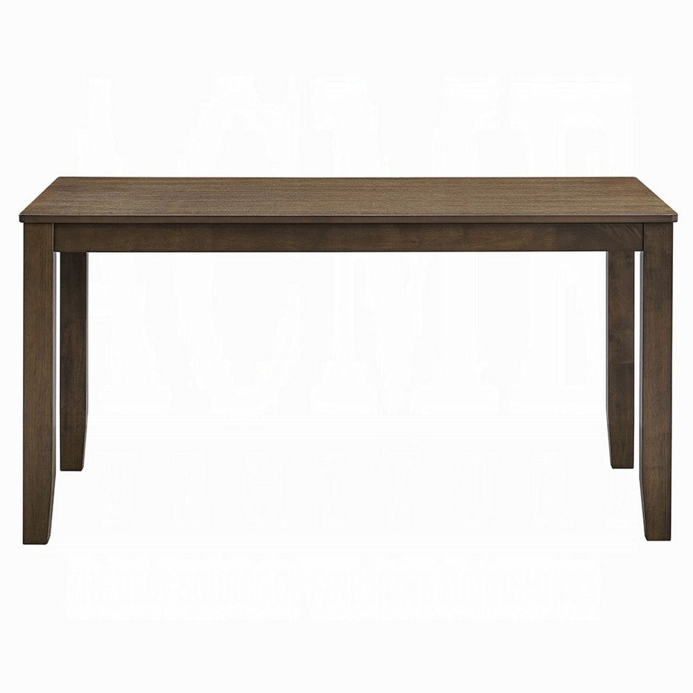 Benjara Dexy Dining Table, 59 Inch Rectangular Top, Farmhouse Walnut Brown