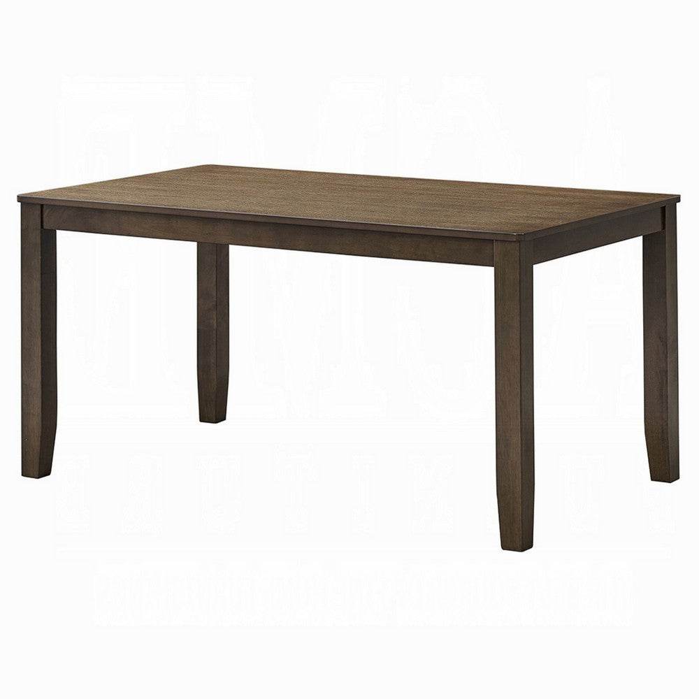 Benjara Dexy Dining Table, 59 Inch Rectangular Top, Farmhouse Walnut Brown