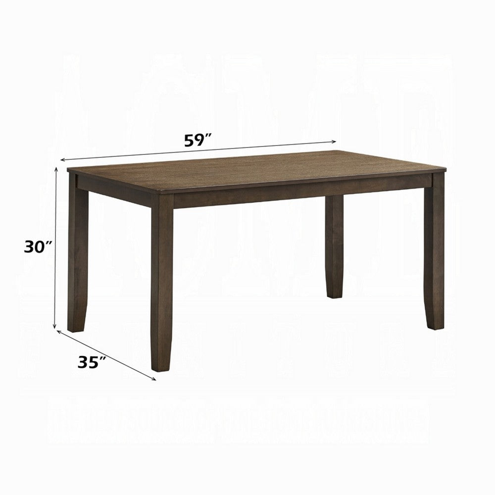 Benjara Dexy Dining Table, 59 Inch Rectangular Top, Farmhouse Walnut Brown