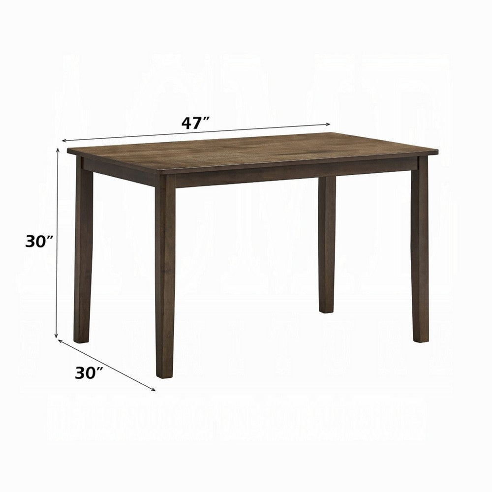 Benjara Dexy Dining Table, 47 Inch Rectangular Top, Farmhouse Walnut Brown