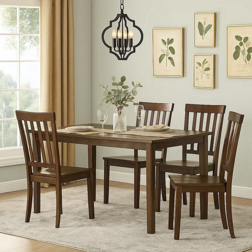 Benjara Dexy Dining Table, 47 Inch Rectangular Top, Farmhouse Walnut Brown