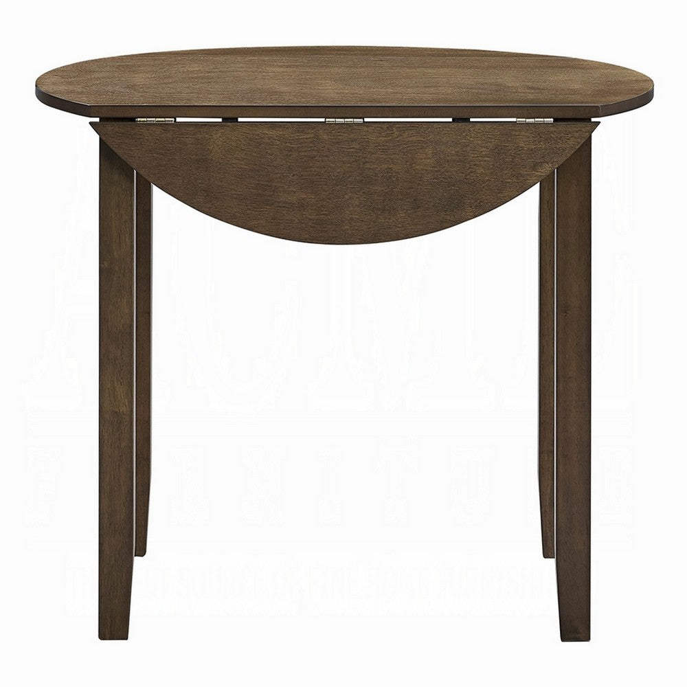 Benjara Dexy Dining Table, 35 Inch Round Top, Farmhouse Walnut Brown Wood