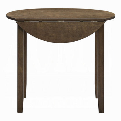 Benjara Dexy Dining Table, 35 Inch Round Top, Farmhouse Walnut Brown Wood