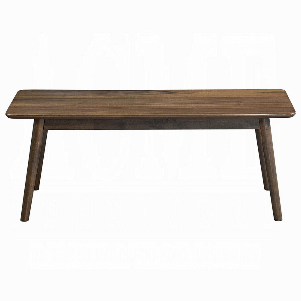 Benjara Fexy Coffee Table, 47 Inch Rectangular Top with Angled Legs, Walnut Brown