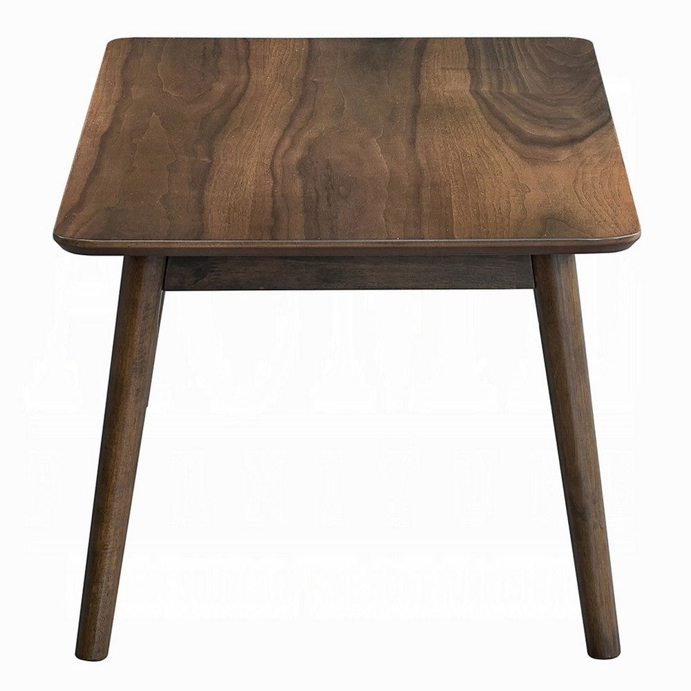 Benjara Fexy Coffee Table, 47 Inch Rectangular Top with Angled Legs, Walnut Brown
