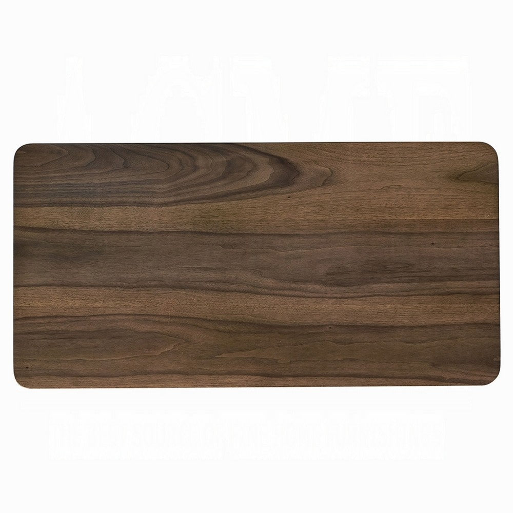 Benjara Fexy Coffee Table, 47 Inch Rectangular Top with Angled Legs, Walnut Brown