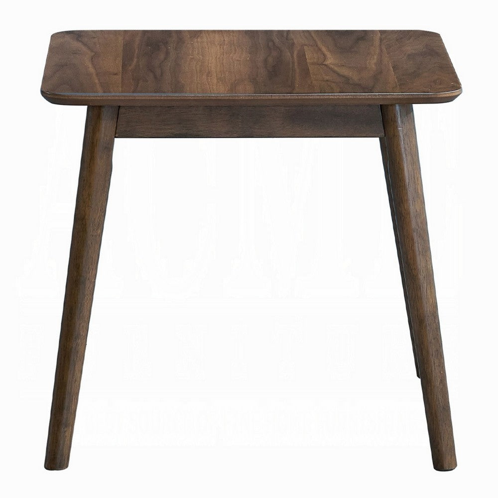 Benjara Fexy Side End Table, 24 Inch Square Top with Angled Legs, Walnut Brown