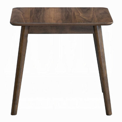 Benjara Fexy Side End Table, 24 Inch Square Top with Angled Legs, Walnut Brown