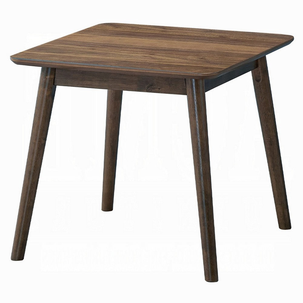 Benjara Fexy Side End Table, 24 Inch Square Top with Angled Legs, Walnut Brown