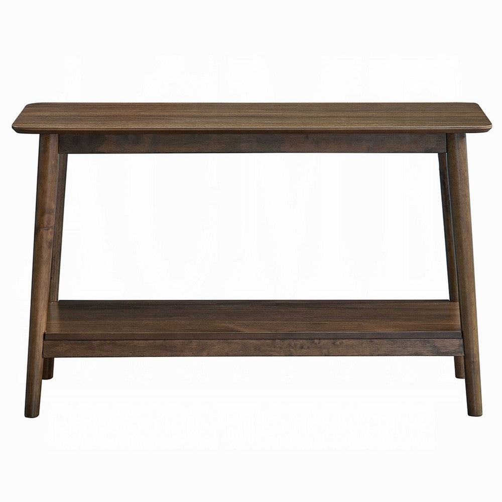 Benjara Fexy Sofa Console Table, 48 Inch Top with Lower Shelf, Walnut Brown