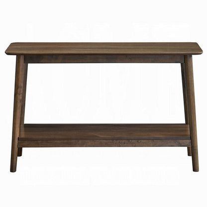 Benjara Fexy Sofa Console Table, 48 Inch Top with Lower Shelf, Walnut Brown