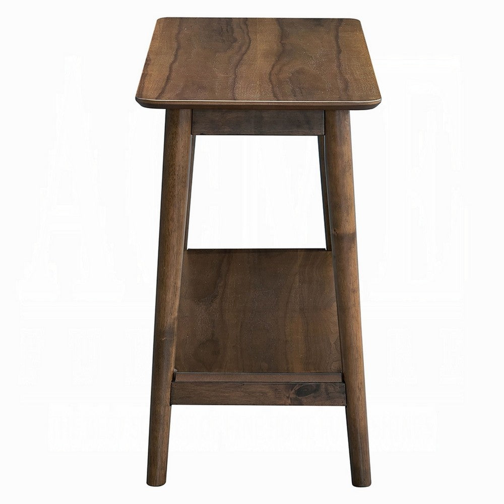 Benjara Fexy Sofa Console Table, 48 Inch Top with Lower Shelf, Walnut Brown
