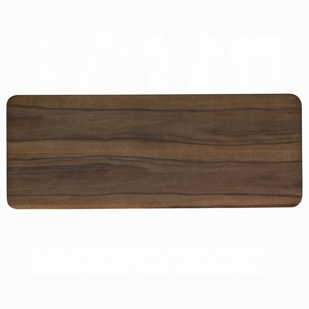 Benjara Fexy Sofa Console Table, 48 Inch Top with Lower Shelf, Walnut Brown
