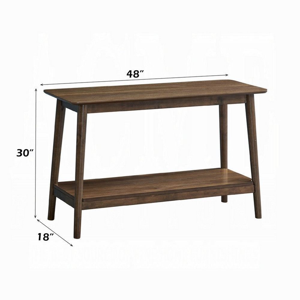 Benjara Fexy Sofa Console Table, 48 Inch Top with Lower Shelf, Walnut Brown